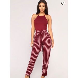 NWOT Fashion Nova Burgundy High Waisted Pants